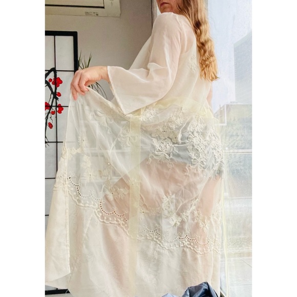 McClintock Sheer Sleeve Floral Embroidery Long Intimates - Picture 4 of 14